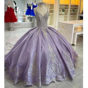Spaghetti quinceanera robes ball anniversaire fête robe lacet lace up bergatur robe tulle bal robes de anos sweet 15