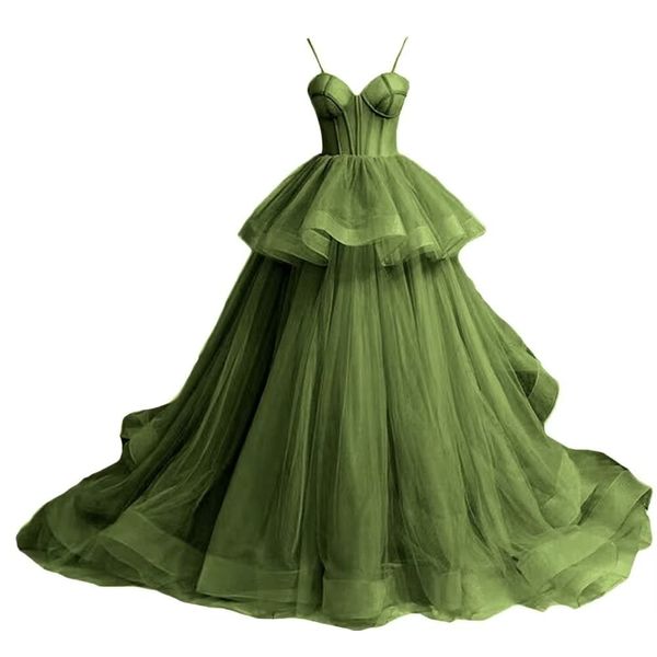 Robe de bal longue à bretelles Spaghetti, en Tulle, longueur au sol, grande taille, pour occasions formelles, robe de soirée, HD1032