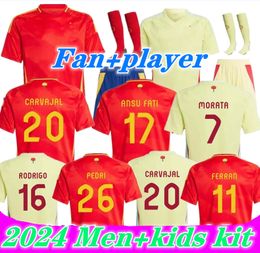Spanje 24 25 Soccer Jersey Morata Ferran Asensio 2024 Spaans Nationaal team Voetbalshirt 2025 Fans Player Men Kids Kit Set Home Away Camisetas Espana Rodri Olmo