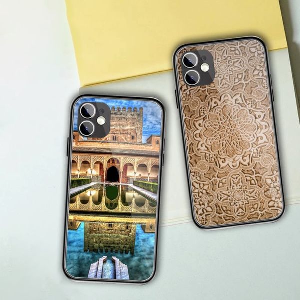España Alhambra Granada Case de teléfono para iPhone 14 13 12 11 xs x 8 7 6 Plus Mini Pro Max SE 2022 PC Glass Cover Fondo