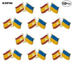 Espagne et Ukraine broches d'amitié épinglette drapeau badge broche broches insignes 10 pièces un Lot6500802