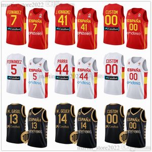 Maillots de basket-ball Espagne 2023 9 Ricky Rubio Alex Abrines Willy W.Geuer Juancho Hernangomez Santi Aldama Rudy Fernandez Sergio Llull Abalde Brizuela Claver Diaz