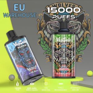 VAPSOLO Original 15000 PUFF Desechable Vape Malla Bobina Cigarrillo 650mah Batería recargable Flujo de aire Pod precargado 15K PUFFS cigarrillos desechables Almacén de la UE