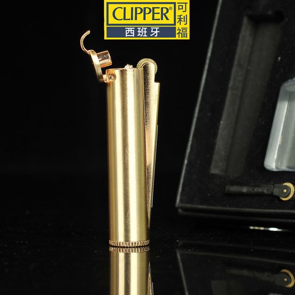 Espagne Original CLIPPER meule entièrement en métal briquet à kérosène allumage à silex pratique et sûr briquet coupe-vent gratuit