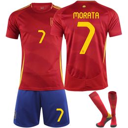 Spanje voetbaltrui 2024 Eurocup voetbalshirt nr. 9 Garvey 26 Pedrie 7 Morata 16 Rodri Football Suit Kids Men Football Kit