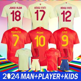 SpainS NIEUWE Voetbalshirts 2024Euro Cup Spelerfans Voetbalshirt PEDRI GAVI MORATA JORDI ALBA LAMINE PINO Heren Kindersets Kit Toplaag voetbalshirt