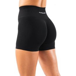 Spandex amplifica cortos cortos sin costuras para mujeres medias de entrenamiento suave de ejercicios