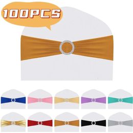 Spandex Chair Sashes Premium Stretch Cover Band met Buckle Universal Elastic Ties for Wedding Party Ceremony Decor 240513