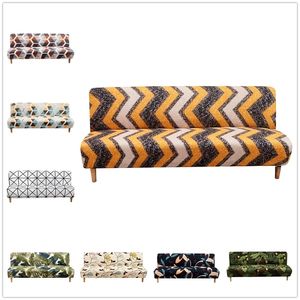 Spandex geometrische vouwen sofa cover zonder armleuning Universele elastische slaapbank bedekking slipcover voor woonkamer meubels decor LJ201216