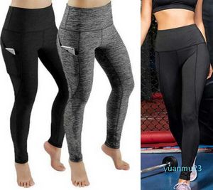 Spandex taille haute Legging poches Fitness bas course pantalons de survêtement pour femmes QuickDry Sport pantalon entraînement Yoga pantalon