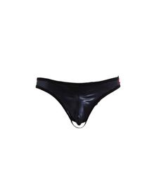 Spandex Men Sexy Thongs G String Jockstrap Gay Underwear Black Faux Leather Open Butt Unedrpants Crotchless Sissy slipjes Thongs7030341