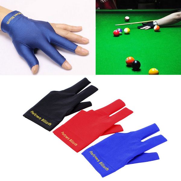 Spandex Snooker Billiard Cue Glove Pool Left Hand Open Three Finger Accesorio envío gratis