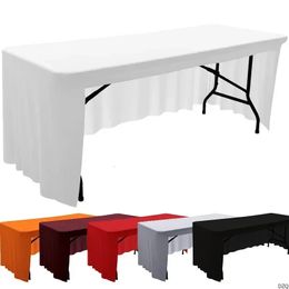 Nappe de Table en spandex, couverture élastique de 6 pieds et 8 pieds, pour décor de Banquet, de mariage, jupe blanche, 231225