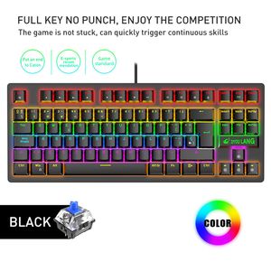 Spaans 88 toetsen Mechanische toetsenbordsleutels USB Wired Mechanische gaming keyboards Kleurverlichting Blauwe schakelaar voor PC Deskop -laptop