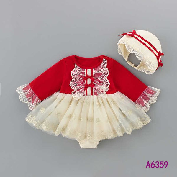 Robe Tutu Tutu pour bébé espagnol avec nœuds, joli ensemble de vêtements pour filles, pour l'année de Noël, rouge 210529