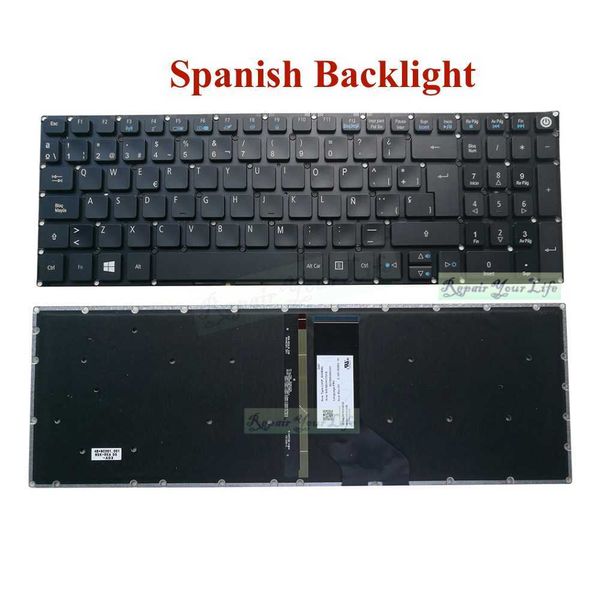 Teclado retroiluminado español brasileño PT BR para Acer Aspire ES1-572 523 533 ES1-524 A315-41 A315-53 A315-51 A315-31 A315-21 Nuevo HKD230825. HKD230824