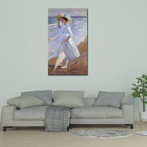 Spaanse Canvas Art Elena En La Playa Joaquin Sorolla Y Bastida Schilderij Handgeschilderde Impressionistische Kunstwerk Woonkamer Decor