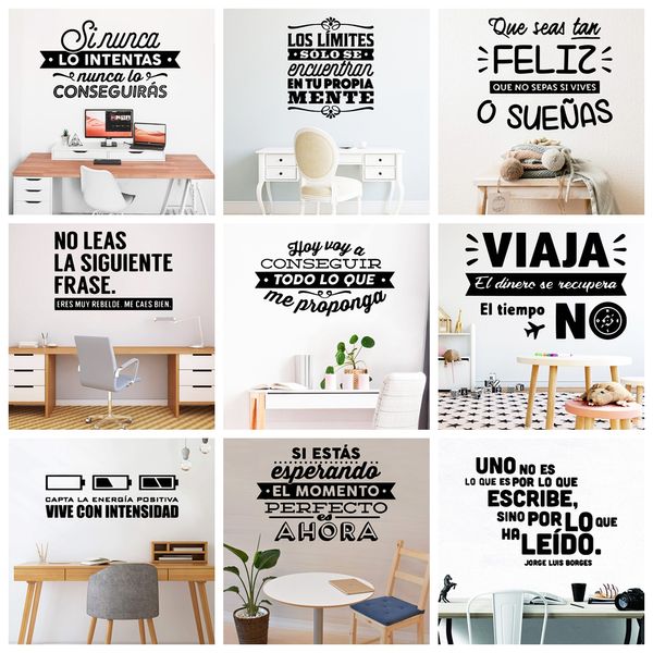 Autocollants espagnols mots français citations vinyle autocollant Mural pour bureau chambre décor autocollants salon papier peint décalcomanies murales