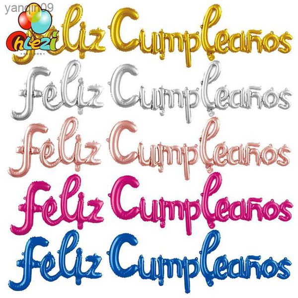 Globos con letras de feliz cumpleaños en español, Globos de aluminio unidos en minúsculas, decoración de fiesta de cumpleaños, cartel para Baby Shower L230626