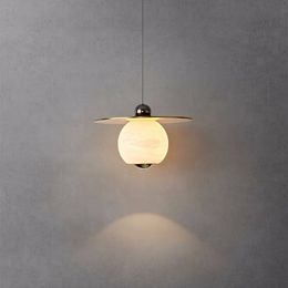 Lampe suspendue en marbre espagnol pour chambre à coucher, lampe de chevet, simple et luxueuse, créative, pour villa, restaurant, bar, table