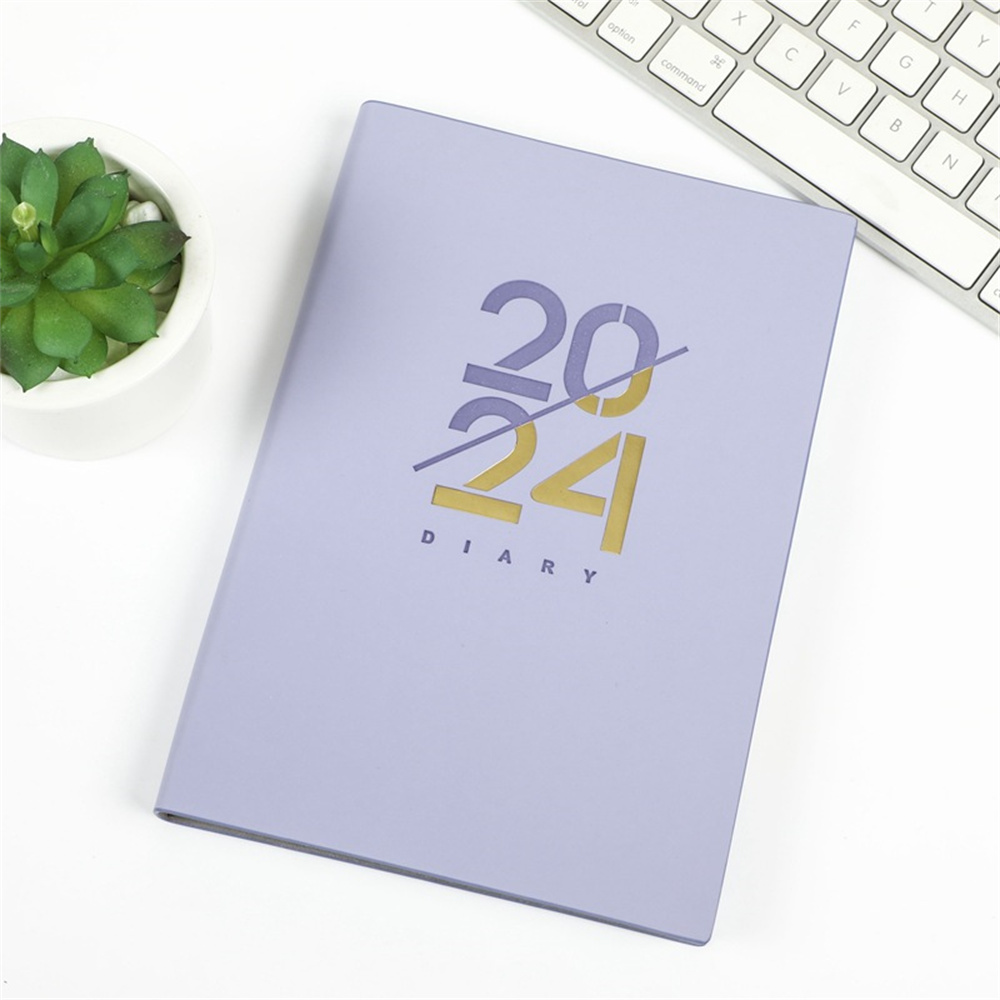 Spanska schema PU -läder 2024 Weekly Planner Diary Tool Notebook 2024 Schema Daglig plan Engelsk Månadsplanerplan