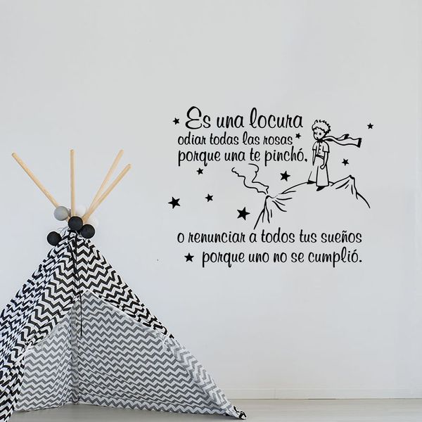 Espagnol Le Petit Prince Sticker Mural El Principito Animal Citation Inspirante Sticker Enfant Chambre Pépinière Vinyle Décor À La Maison