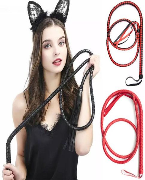 Fessée 210CM fouet de bondage en cuir avec poignée d'épée cils fétiche fouet cheval adulte BDSM esclave pour couples femmes 2107221320174