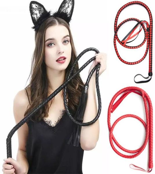 Fessée de 210 cm de garniture en cuir avec poignée d'épée Flogger Flogger Horse Adulte BDSM SLAVE POUR COUPLES FEMMES 2107229534551