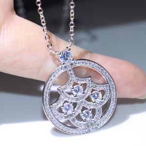 Sparkiling Infinity Luxury Jewelry Sector Pendant 925 Sterling Silver Pave White Sapphire CZ Diamond Classical Women Girl's Chain Necklace