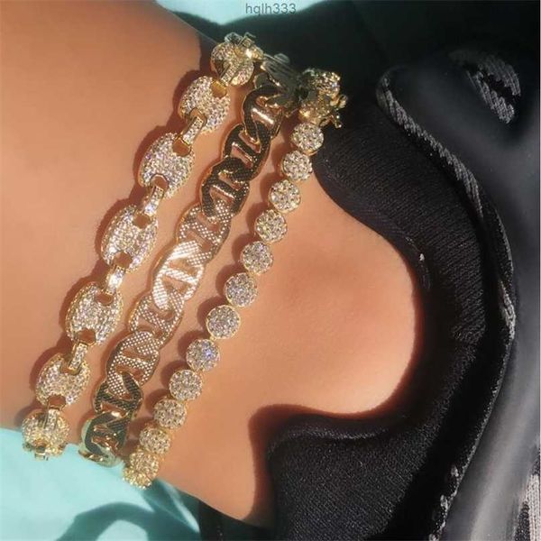 Sparking 5a Cubic Zirconia Cz Chaîne De Tennis Hip Hop Pour Pied Femmes Été Iced Out Cheville 2110184dyo