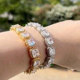 Vonken Cz Cluster Zirconia Tennis Chain Armband Iced Out Bling Cz Charm Hip Hop Sieraden Voor Party Huwelijkscadeau