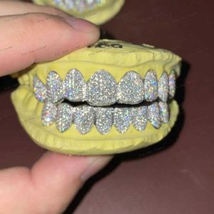 Sparkle sur mesure Hip Hop Iced Out 925 Sterling Silver Grills Gold Jewelry Zigzag Setting VVS Moisanite Dents Mouth Grillz