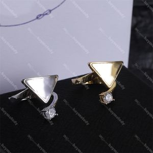 Sparkle Diamond Gold Anneaux Designer Triangle Anneaux Cristal Or Lettre Bague Pour Hommes Femmes Avec Boîte