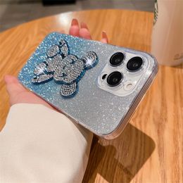 Sparkle glittery diamond bear para iphone 13 14 plus pro max funda ultra delgada transparente tpu bling funda para teléfono