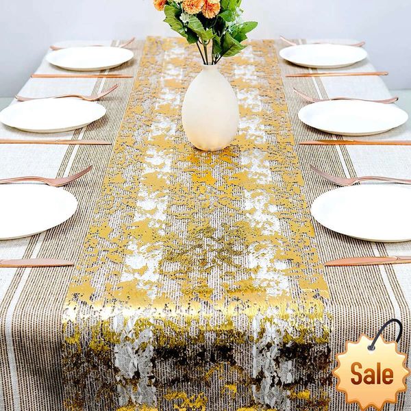 Chemin de table en métal doré scintillant, nappe en rouleau de maille en aluminium à paillettes pour événement de mariage, anniversaire, baptême, fête prénatale, décoration de fête, fournitures de vacances