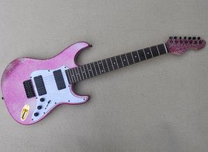 7 Strings Sparkle Pink Electric Guitar met Rosewood Fletboard White Pearl Pickguard