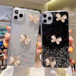 Sparkle Pink Star Diamond Butterfly voor iPhone 12 11 Pro Max Cases 6 6S 7 8 Plus 11Pro Drop Lijm XS / XR Beschermhoes