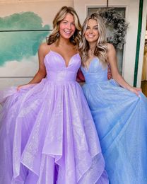 Sparkle Tulle Robe de soirée formelle 2022 Lady Pageant Robes Volants Jupe Celebrity Gala Inspiré Robe Robe de Bal Bal Homecoming Robes de Soirée Spaghetti Sweet 15