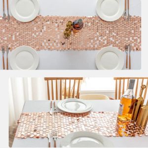 Sparkle Wedding Table Runner Handtailor Pailletten Shiny Rose Gold Luxe voor feestverjaardag Christmas Saint Valentijnsdag Decor