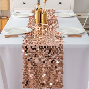 Sparkle Wedding Table Runner Pequin Shiny Gold Silver Luxury Parreny Table Runner voor feestverjaardag Valentijnsdag Decor