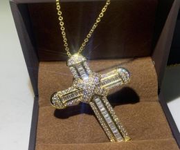 Sparkling Big Discount Deluxe Jewelry 925 Sterling Silvergold Fill Princess Cut CZ Diamond Gemstones Pendants Women Collier Gift5207734