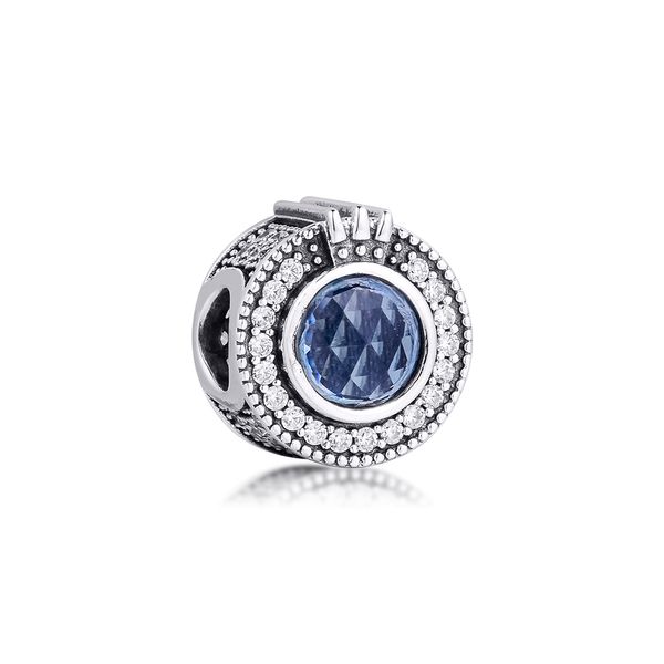 Étincelant bleu couronne O charme 2020 fille nouveau bijoux en argent Sterling pour femme mode perles pour la fabrication de bijoux Q0531