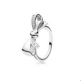 Sprankelende strikringen voor Pandora Authentic Sterling Silver Party Sieraden Designer Ring Set For Women Girls Sisters Gift Crystal Diamond Ring met originele doos