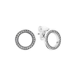 Sparkling Circle Stud Boucles d'oreilles en argent sterling 925 pour femmes Bijoux de mariage avec boîte d'origine pour Pandora CZ diamant petite amie cadeau Boucle d'oreille