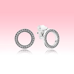 Boucles d'oreilles cercle étincelant 925 bijoux en argent sterling pour femmes avec boîte d'origine pour ensembles de boucles d'oreilles cercle de diamants Pandora CZ