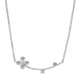 Collares de boda de trébol brillante con caja original para Pandora 925 Sterling Silver CZ Diamond Jewelry para mujeres Novia Regalo Diseñador Conjunto de collar de compromiso
