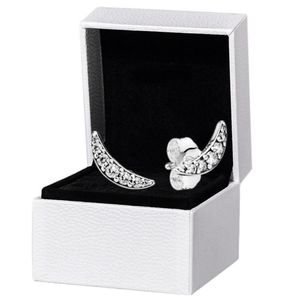 Boucles d'oreilles en forme de croissant de lune scintillant, boîte originale pour argent Sterling 925, cristal CZ, bijoux de fête pour femmes, set9505455