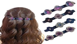 Piedra de cristal brillante clips de cabello trenzado de cuatro hojas de horquilla picada Barrete Barrettes Accesorios para niñas Ponytai5685955