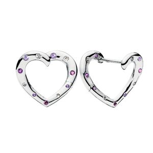 Boucles d'oreilles créoles en forme de cœur avec diamants scintillants en argent sterling véritable pour femmes et filles avec boîte d'origine pour ensemble de boucles d'oreilles en or rose Pandora