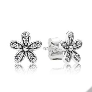 Sprankelende oogverblindende madeliefjes Stud -oorbellen voor Pandora Real Sterling Silver Wedding Designer oorrang voor vrouwen Geschenk Daisy oorbellen met originele doos